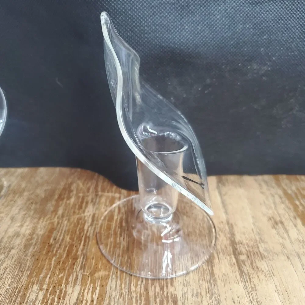 Vintage Clear Glass Jack In The Pulpit Taper Candle Holders Pair Calla Lily